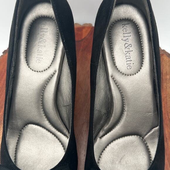Kelly & Katie Velvet Bow Pumps Heels Size 8 Black Going Out Holiday Coquette EUC - Picture 5 of 10